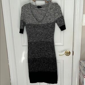 Ann Taylor Black and Gray Midi Dress